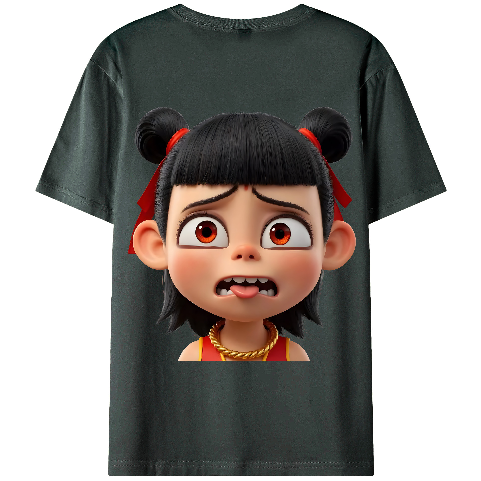 （画像用） Ne Zha 2 ナタ 魔童の大暴れ 綿100％ メンズ半袖Tシャツ（バックプリント） 通気性